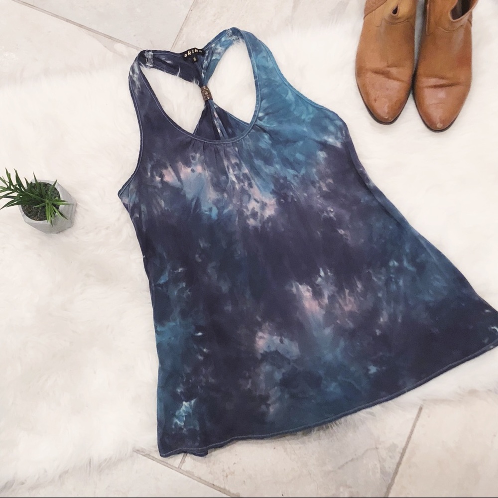 💯% silk! Racer back tie dye Akiko tank bead small